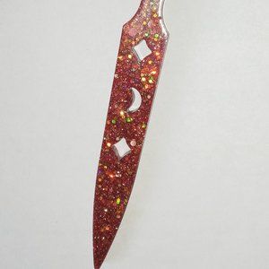 Long Red Glitter Moon Diamond Cut Out Wand Dagger